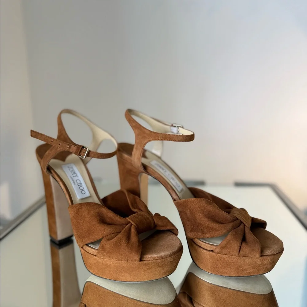 New JIMMY CHOO Heloise 120 Suede Sandal Leopard 40 $995